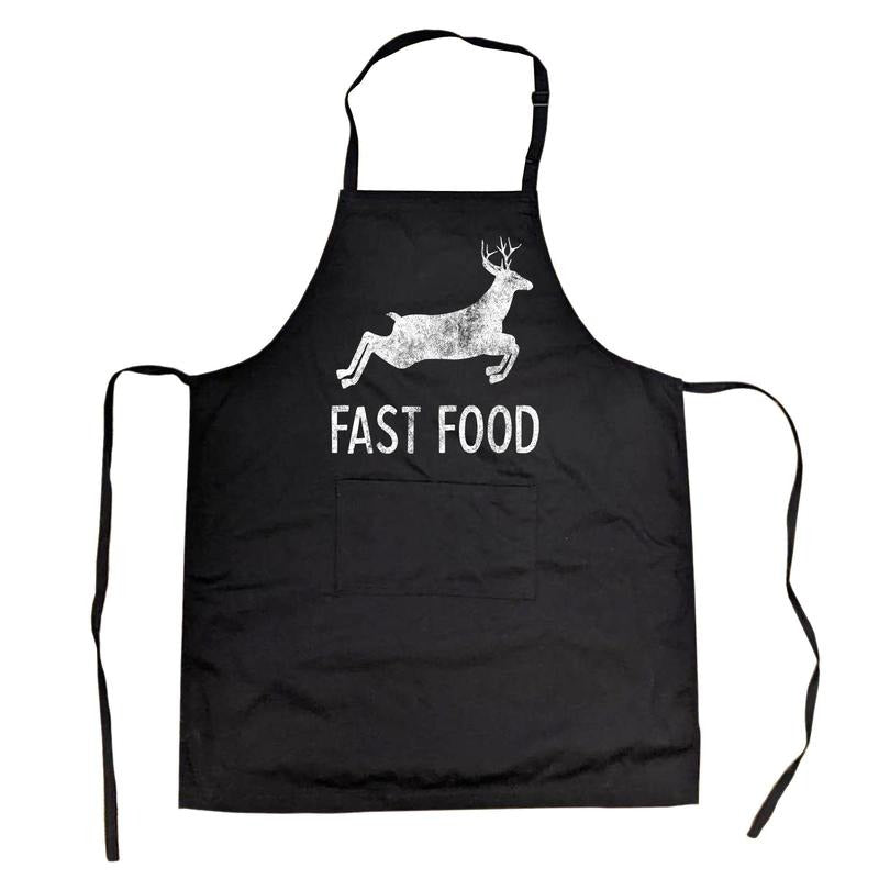 Fast Food Cookout Apron Funny Deer Hunting Buck Grilling Graphic Gift for Hunter Funny Aprons Funny Hunting Cover Novelty...