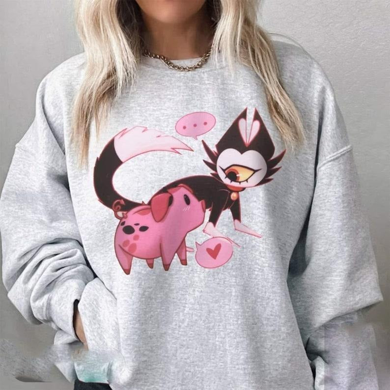 Fat Nuggets and Keekee Angel Dust's Pet, Hazbin Hotel Characters Sweatshirt T-Shirts, Hoodie | WearSparks.com