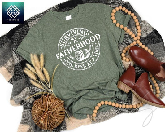 Father Shirtsurviving Fatherhood One Beer At A Time Shirtfunny Dad Shirtbirthday Dad Giftfathers Day Giftdad Life...