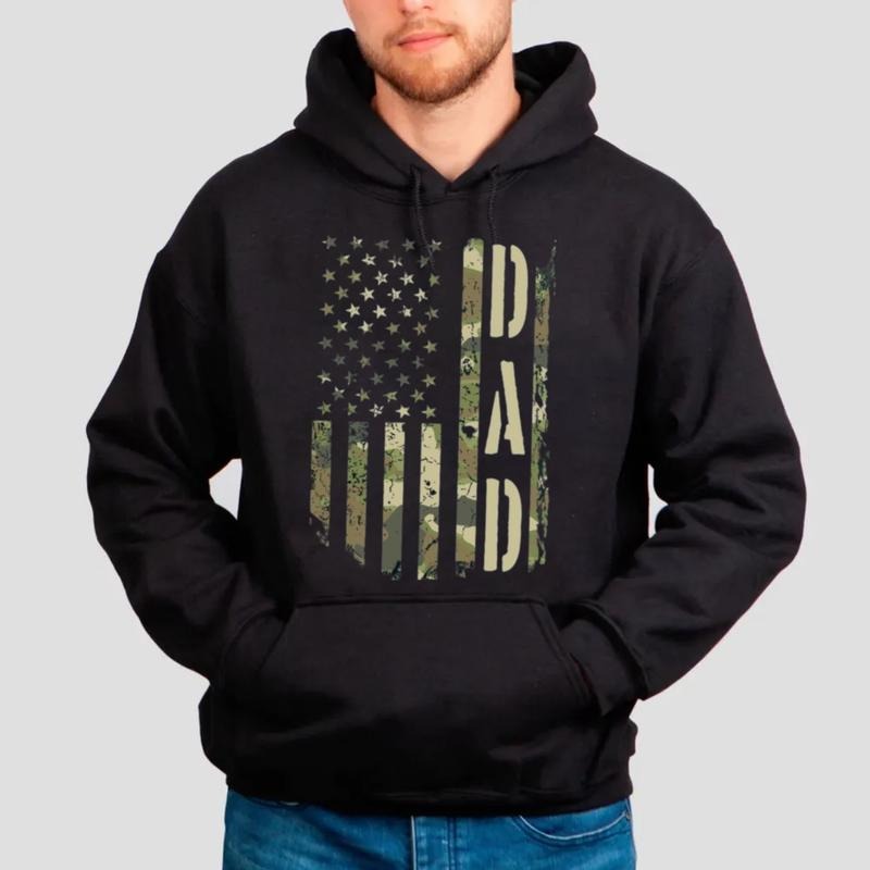 Father's Day American Flag Camouflage Dad Sweatshirt, Dad Shirt, Fathers Day Gift From Daughter Hoodie, Unisex Crewneck...