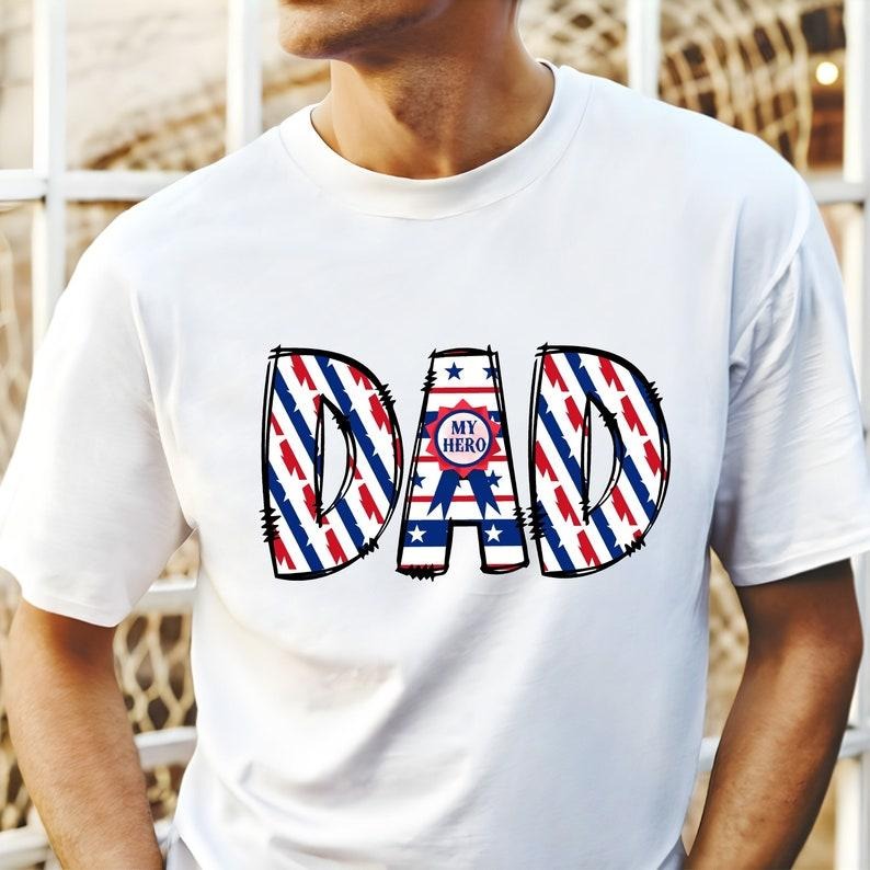 Father's Day Gifts Dad My Hero T Shirt Hoodie Sweater, Dad Shirt with American Flag, American Dad Shirt, Cool Shirt For...