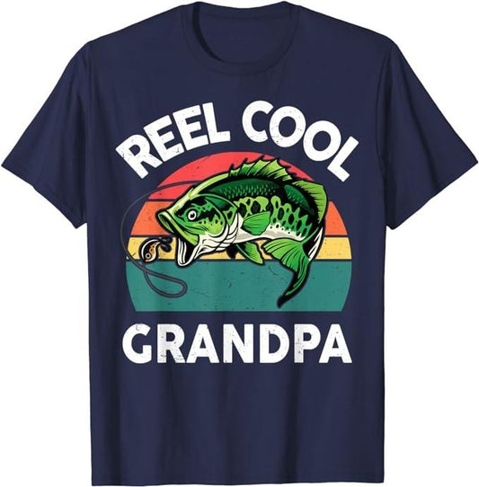 Father's Day T-Shirt, Gifts For Dad, Fishing Reel Cool Grandpa Fathers Day Gift Funny Bass Dad T-Shirt Menswear Top...