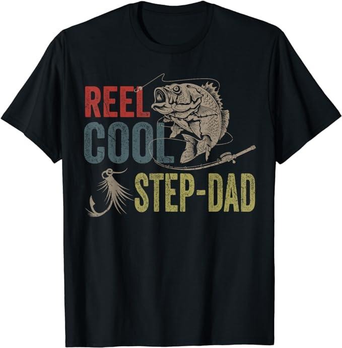 Father's Day T-Shirt, Gifts For Stepdad, Reel Cool Step-Dad Fishing Father's Day Gift T-Shirt Menswear Casual Cotton...