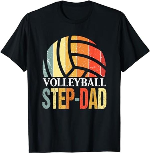 Father's Day T-Shirt, Gifts For Stepdad, Vintage Volleyball Step-Dad T-Shirt Menswear Fashion, Father's Day Gift Casual...