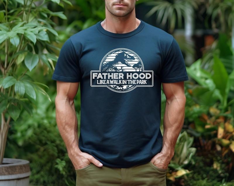 Fatherhood Like a Walk in the Park Shirt, 2025 Father's Day Gift T-Shirt, Retro Dinosaur Dad Gift Shirt, Gift for New Dad...