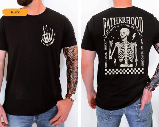 Fatherhood Shirt Dad Shirt Funny Skeleton Dad Shirt Rocker Dad Gifts Retro Fathers Day Shirt Gift For Husband Daddy Tee...
