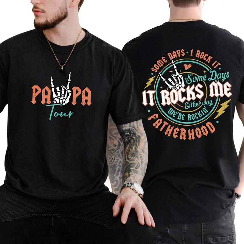 Fatherhood Shirt, Some Days I Rock It Shirt, Papa Lighting Bold Shirt, Papa Tour Shirt, Father's Day Funny Shirt Hoodie,...