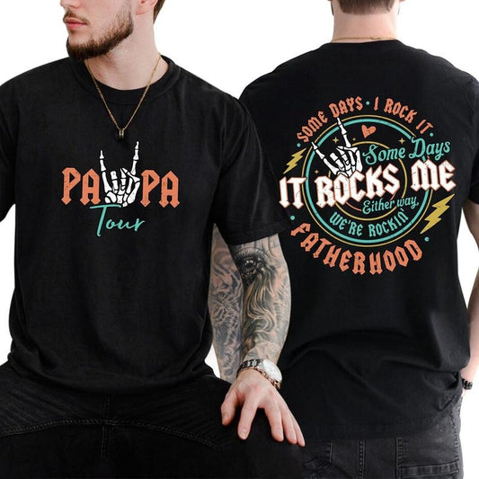 Fatherhood Shirt, Some Days I Rock It Shirt, Papa Lighting Bold Shirt, Papa Tour Shirt, Father's Day Funny Shirt Hoodie,...