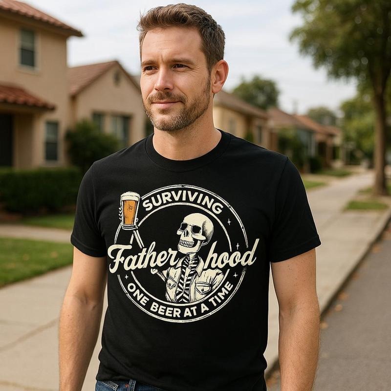 Fatherhood Shirt, Surviving Fatherhood One Beer At A Time, Funny Father Tee, Drinking Husband, Fathers Day Gift, Gift For...