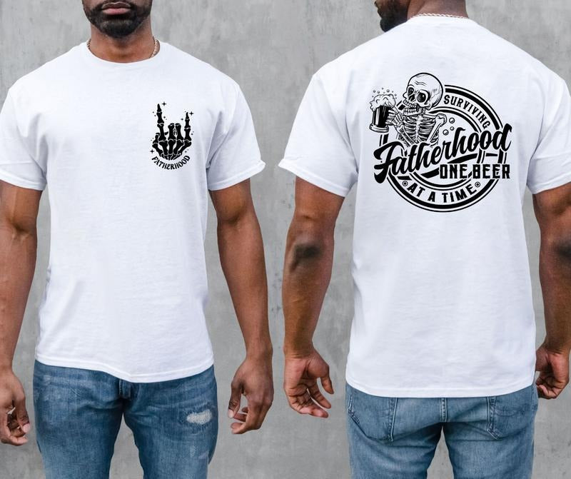 Fatherhood Surviving One Beer At A Time Svg Png Fatherhood Png Dad Svg Skull Svg Funny Png Sarcastic Png Pocket Included...