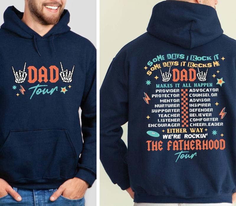 Fatherhood Tour Hoodie Father's Day Gift Some Days I Rock It Dad Best Dad Ever Hoodie Dad Life Dad Quotes Hoodie Skeleton...