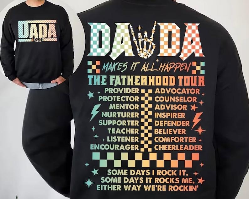 Fatherhood Tour Shirt, Sometimes I Rock It Sometimes It Rocks Me Shirt, Dad Rock Tour Sweatshirt, Funny Dada Tour...