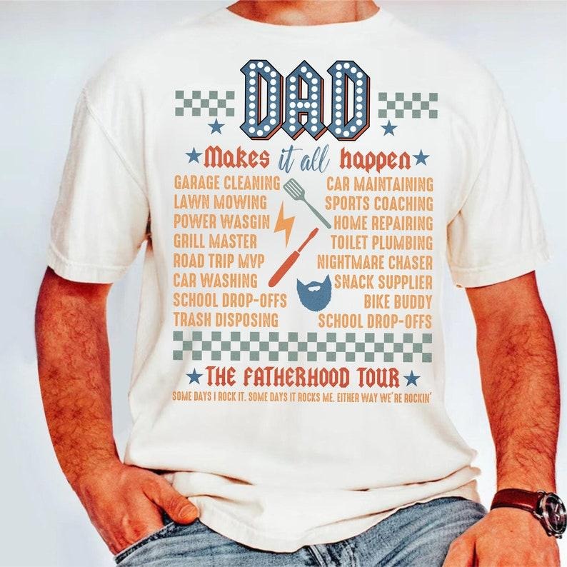 Fatherhood Tour , Sometimes I Rock It Sometimes It Rocks Me , Dad Life T-Shirts, Hoodie, Sweatshirt | WearSparks.com