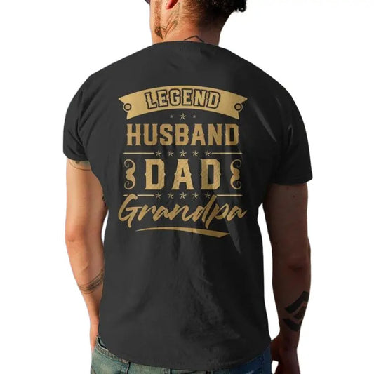Fathers Day Dad Gift, The Legend Legend Husband Dad Grandpa Mens Back Print T Shirt, Grandpa Gift Shirt, Unisex Short...