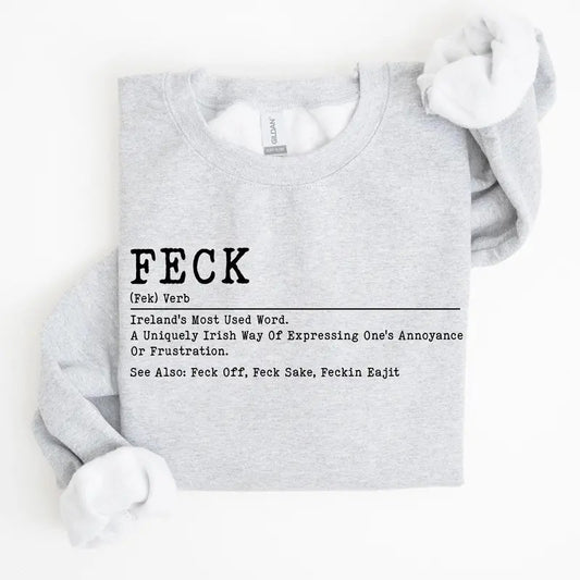 Feck Definition, Funny, Irish, Lucky, St. Paddy's Day, Clover, Shamrock, Lucky Charm, St Patrick's Day Sweatshirt, Crew...