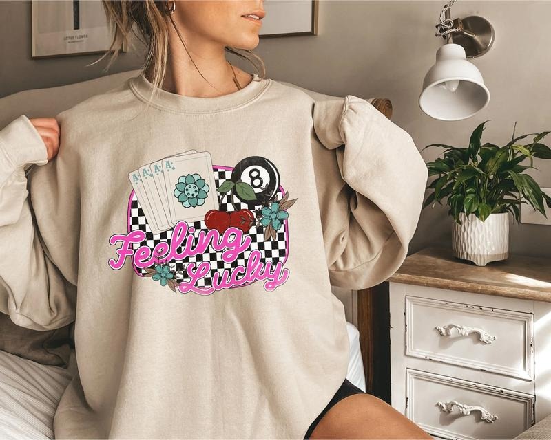 Feeling Lucky Sweatshirt, Boho Vibes Sweatshirt, Motivational gift Sweatshirt, Gift For Her 8 Ball T-Shirts, Hoodie