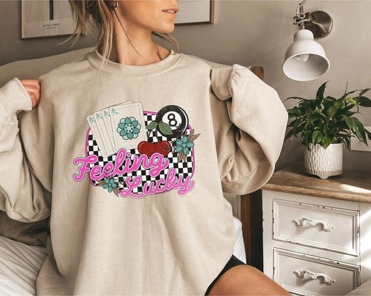Feeling Lucky Sweatshirt, Boho Vibes Sweatshirt, Motivational gift Sweatshirt, Gift For Her 8 Ball T-Shirts, Hoodie