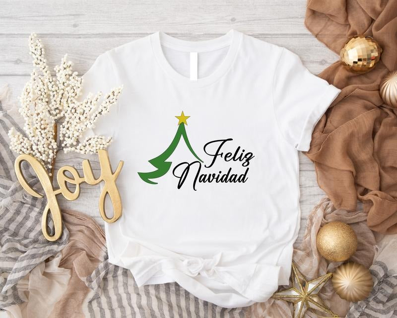 Feliz Navidad 2023 Shirt, Spanish Merry Christmas T-Shirt, Cousin Gift Tee, Unisex Winter Holiday Gathering Short Sleeve....