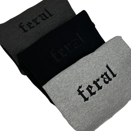 Feral Embroidered Crewneck Unisex Sweatshirt Casual Clothing Embroidery Long Sleeves T-Shirts, Hoodie | WearSparks.com
