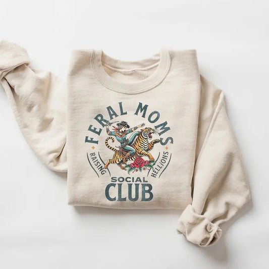 Feral Moms Social Club Shirt, Vintage Graphic Tee, Feral Mom Gift, Somebody's Feral Wife, Mom Life Tee, Trendy Mom...