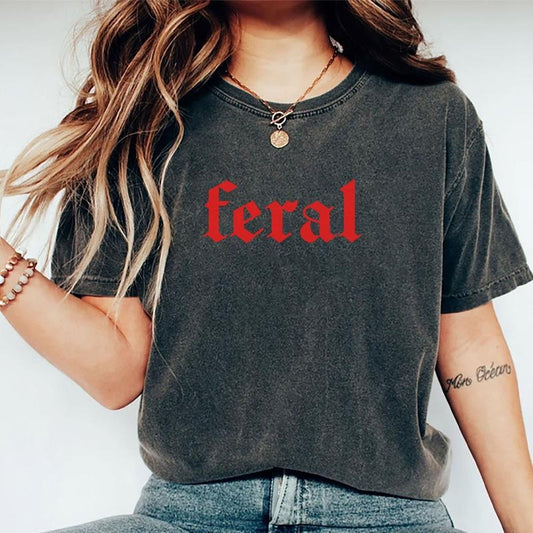 Feral Vintage Shirt, Retro Stay Feral Tee, In My Feral Era Graphic Tee Women, Funny Women Unhinged Shirt, Comfy Fabric...
