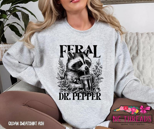 Feral With Out Dr Pepper Sweatshirt Pop Caffeine Drinks Sweatshirts Crewneck Neutral Trendy Minimalistic Viral Funny...