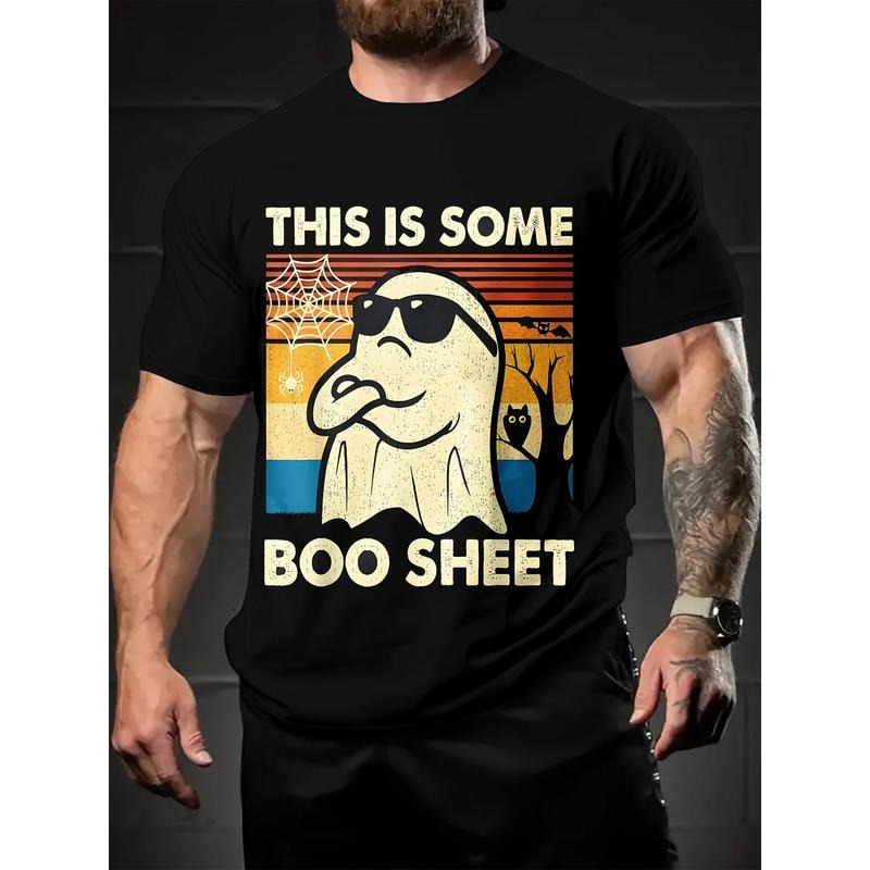 Festive Cartoon Ghost Print T-Shirt: Perfect for Summer Outings