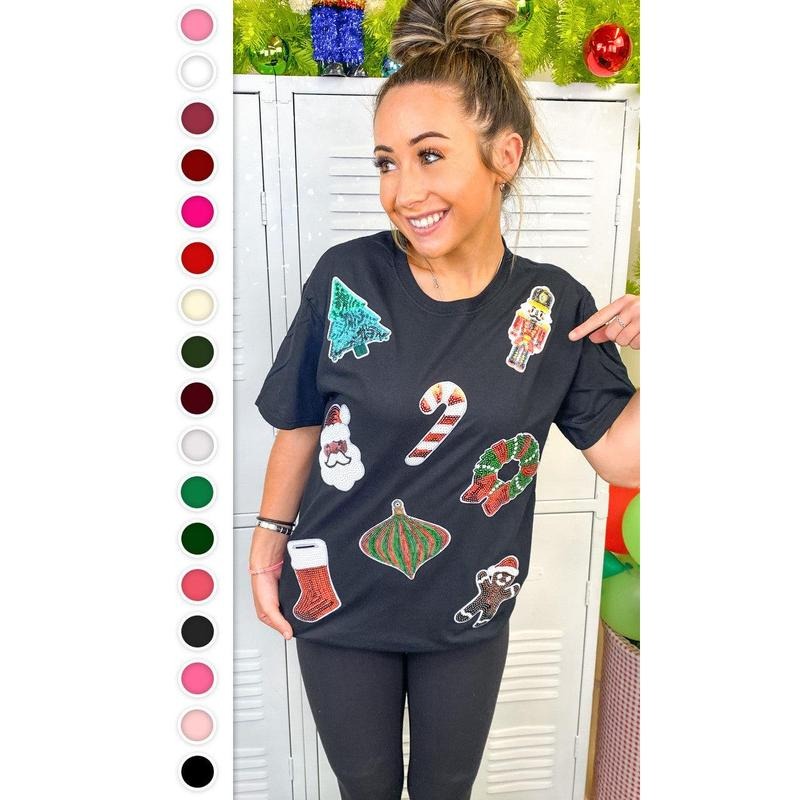 Festive Christmas Sparkle Sequin Graphic T-Shirt Hoodie, Sweatshirt | WearSparks.com