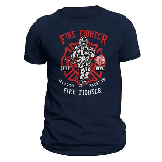 Fire Department Firefighter Retro Men's T-Shirt Casual Classic Cotton Crewneck Hoodie, Sweatshirt | WearSparks.com