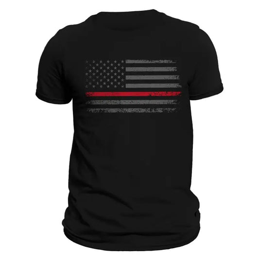 Fire Department Firefighter Thin Red Line Flag 2.0 Men's T-Shirt Casual Classic Hoodie, Sweatshirt | WearSparks.com
