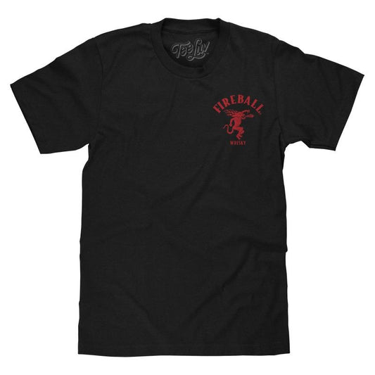 Fireball Whisky Left Chest Front and Back Dragon Mascot Logo T-Shirt - Black Hoodie, Sweatshirt | WearSparks.com