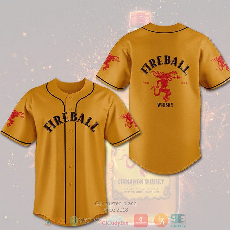 Fireball Cinnamon Whisky medium amber Baseball shirt