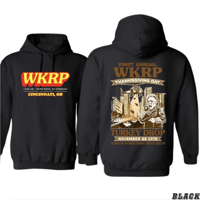 First Annual Thanksgiving Day WKRP Turkey Drop Shirt, In Cincinnati Movie Sweater, Thanksgiving Gift, Happy Thanksgiving...