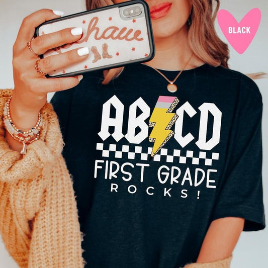 First Grade Rocks Teacher Shirt Gift for Teacher, Back to School Shirt Hoodie, Sweatshirt | WearSparks.com