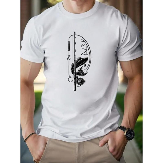Fishing Graphic Cotton Short-sleeved T-shirt Printed Bottoming Shirt For Men And Teenagers Spring And Summer Round Neck...