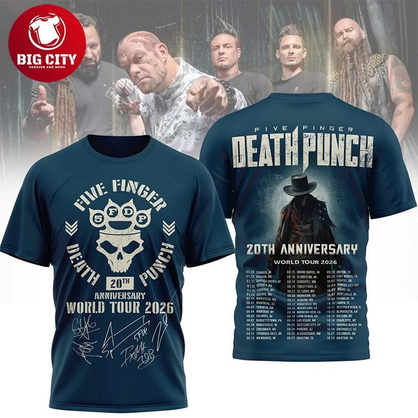 Five Finger Death Punch 20Th Anniversary World Tour 2026 Two Sided Shirt