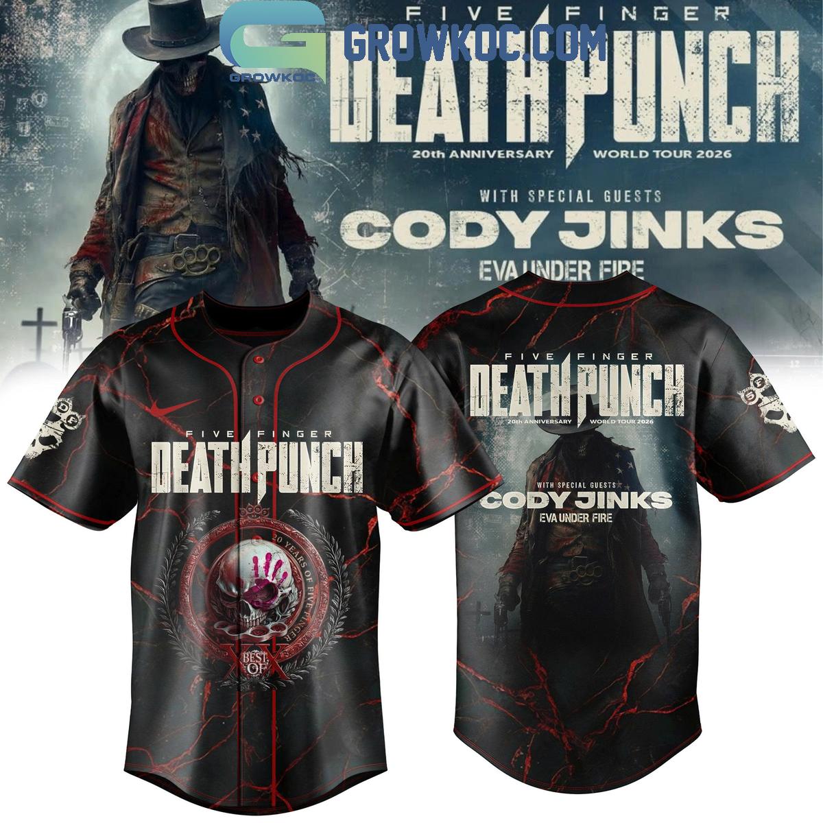 Five Finger Death Punch 20th Anniversary World Tour Baseball Jersey