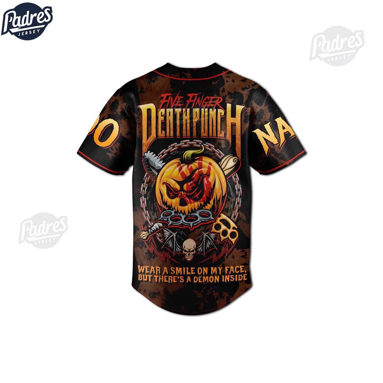 Custom Five Finger Death Punch Halloween Baseball Jersey - Padres Jersey Oasis: Elevate Your Baseball Style... (Image 3)