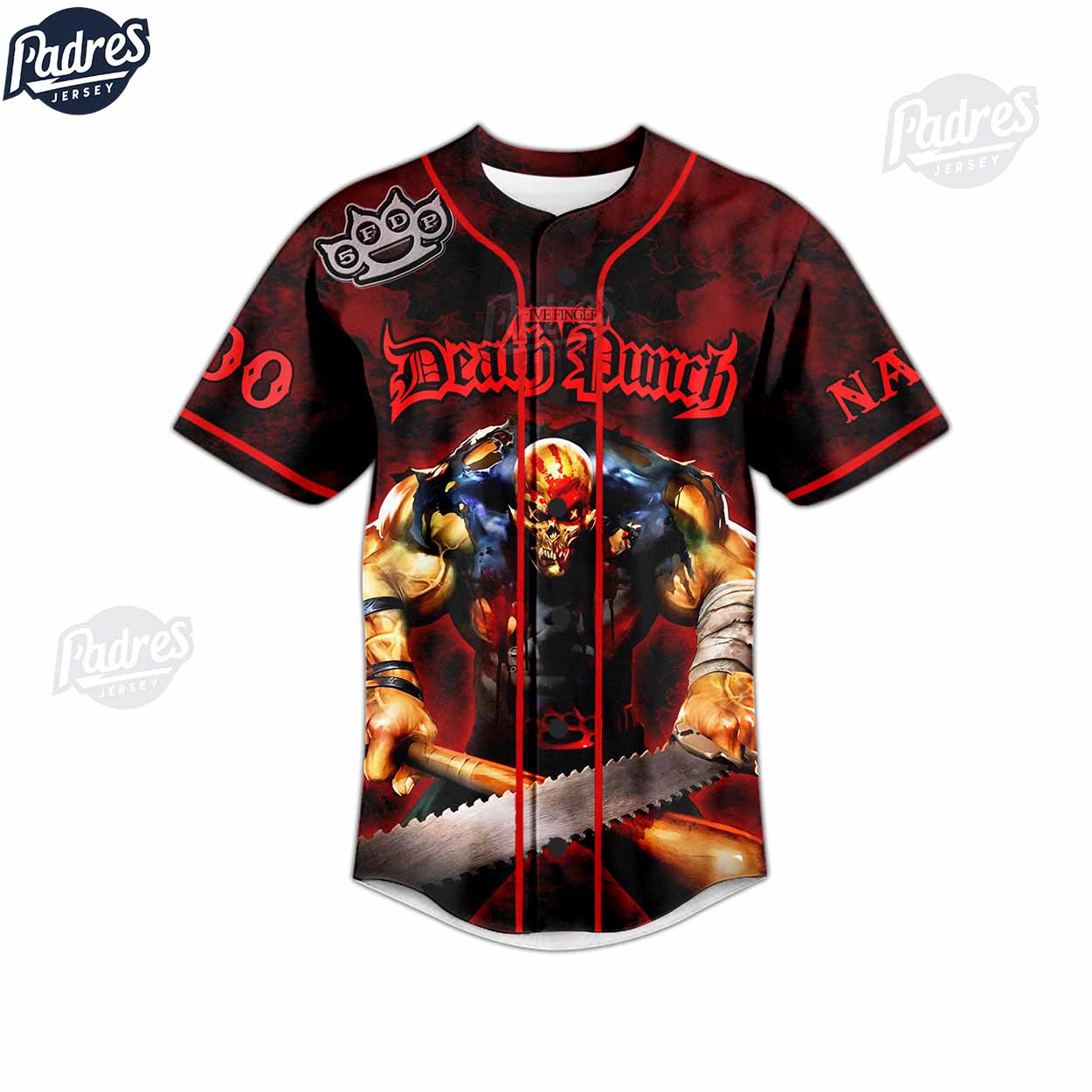 Five Finger Death Punch I'll Never Give In 'Til I'm Victorious Custom Baseball Jersey - Padres Jersey Oasis:... (Image 2)