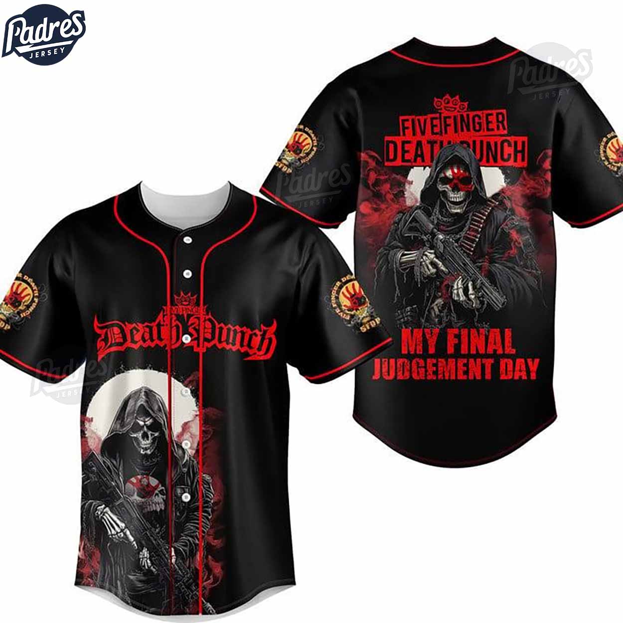 Five Finger Death Punch My Final Judgement Day Custom Baseball Jersey - Padres Jersey Oasis: Elevate Your... (Image 1)