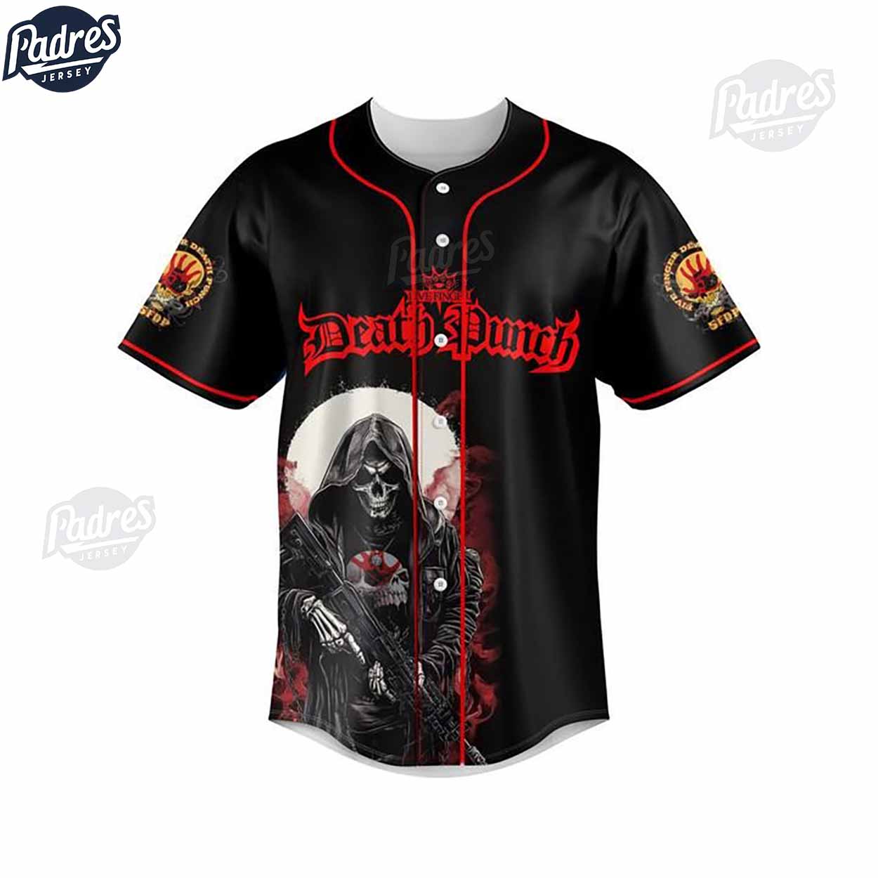 Five Finger Death Punch My Final Judgement Day Custom Baseball Jersey - Padres Jersey Oasis: Elevate Your... (Image 2)