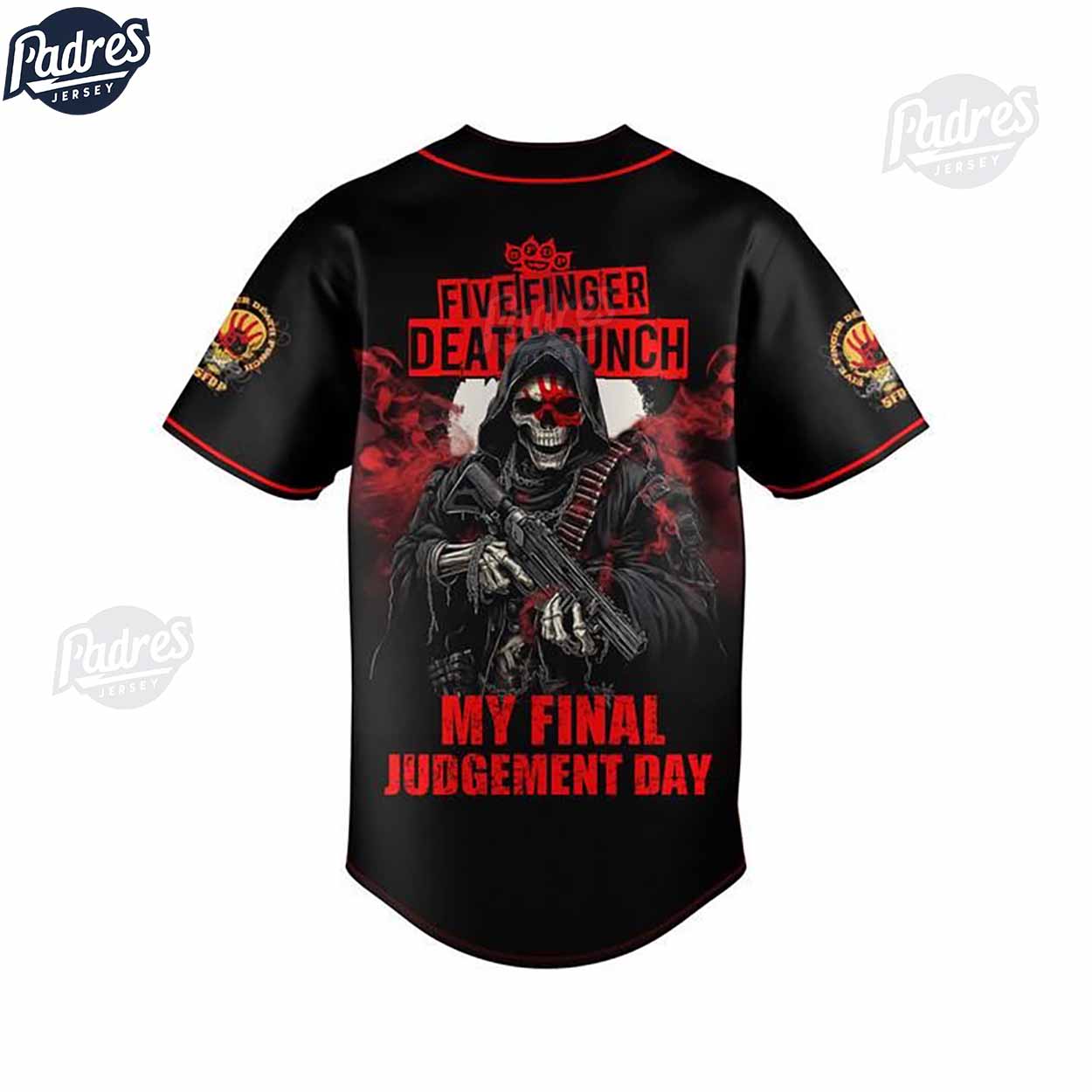 Five Finger Death Punch My Final Judgement Day Custom Baseball Jersey - Padres Jersey Oasis: Elevate Your... (Image 3)