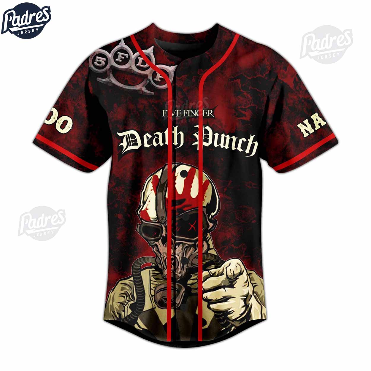 Five Finger Death Punch Personalized Baseball Jersey - Padres Jersey Oasis: Elevate Your Baseball Style Game... (Image 2)