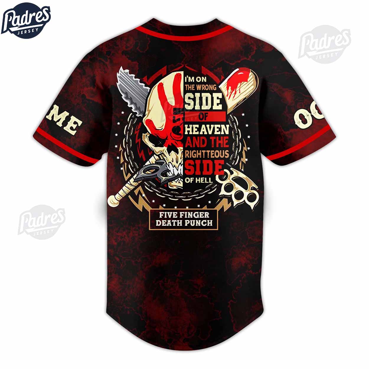 Five Finger Death Punch Personalized Baseball Jersey - Padres Jersey Oasis: Elevate Your Baseball Style Game... (Image 3)