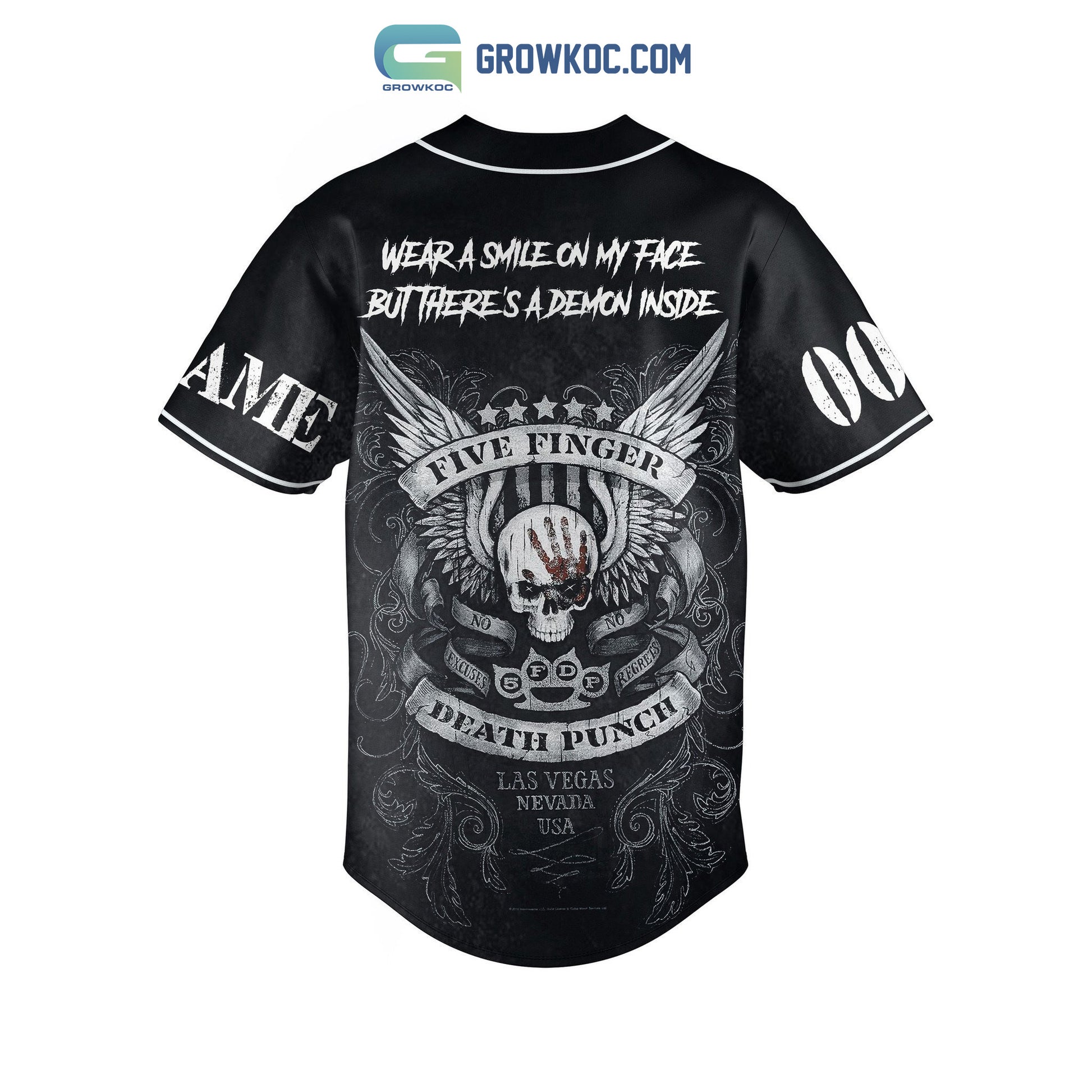Five Finger Death Punch Wear A Smile On My Face But There’s A Demon Inside Personalized Baseball Jersey