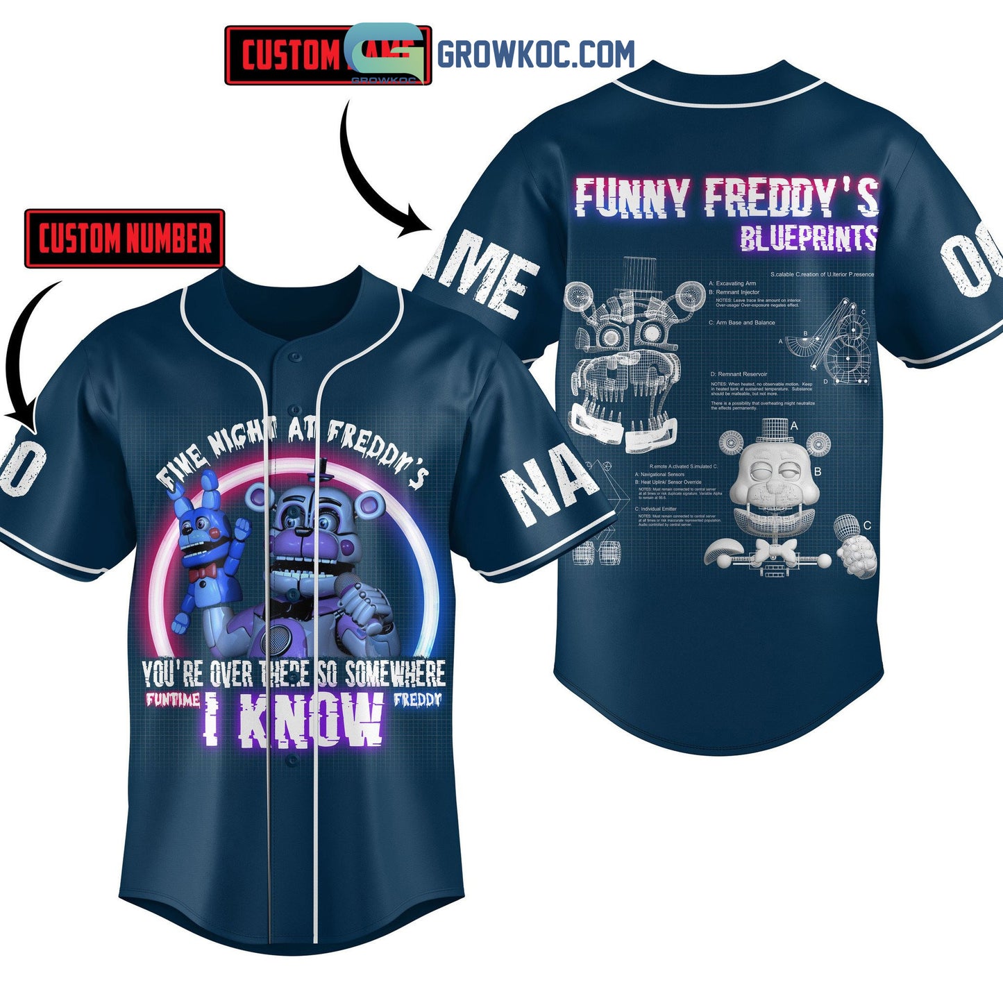 Five Night At Freddy’s You’re Over There So Somewhere Funtime I Know Personalized Baseball Jersey