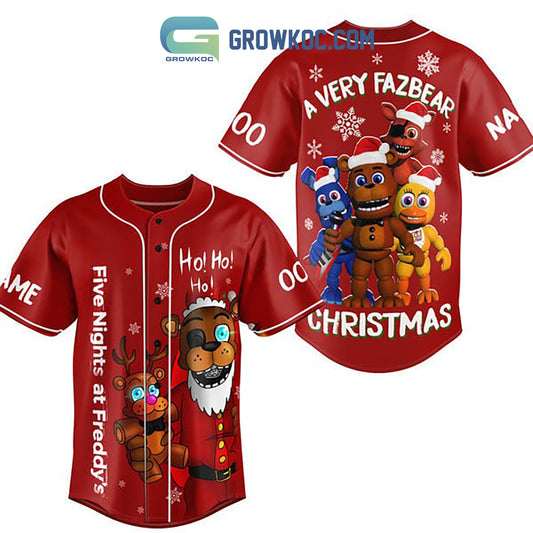 Five Nights At Freddy’s Ho Ho Ho A Very Fazbear Christmas Custom Name Personalization Christmas Baseball Jersey