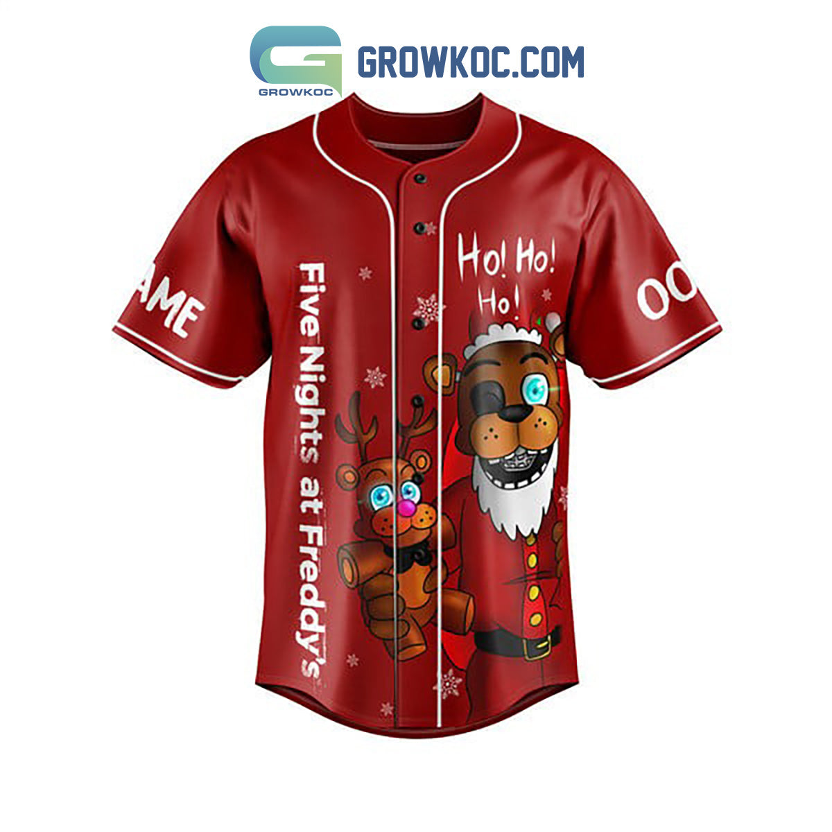 Five Nights At Freddy’s Ho Ho Ho A Very Fazbear Christmas Custom Name Personalization Christmas Baseball Jersey