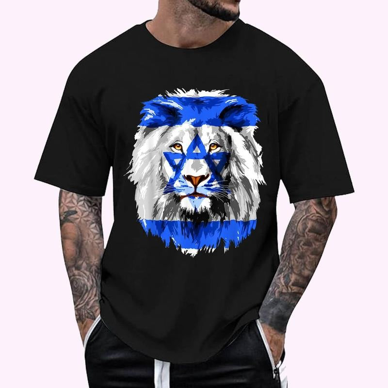 Flag of Israel lion Jewish Israel Flag T-Shirt , Unisex Cotton 100%, Top Menswear Hoodie, Sweatshirt | WearSparks.com