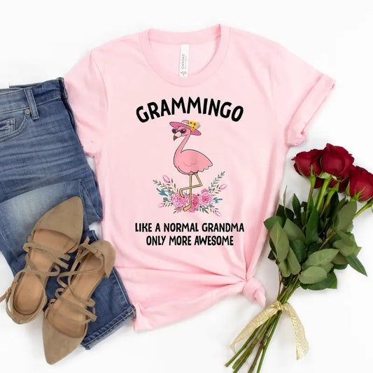 Flamingo Grammingo Like A Normal Grandma Only More Awesome TShirt - Grandmother T-Shirt Hoodie, Sweatshirt | WearSparks.com